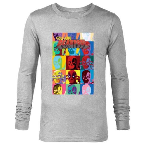 Marvel Deadpool You Are Deadpool Mask Faces Comic Cover Art - Long Sleeve T-Shirt for Men - Customized-Athletic Heather