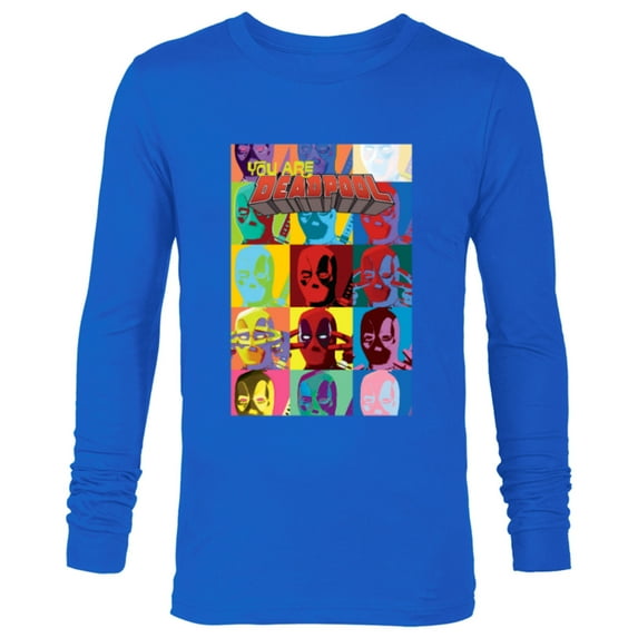 Marvel Deadpool You Are Deadpool Mask Faces Comic Cover Art - Long Sleeve T-Shirt for Men - Customized-Navy