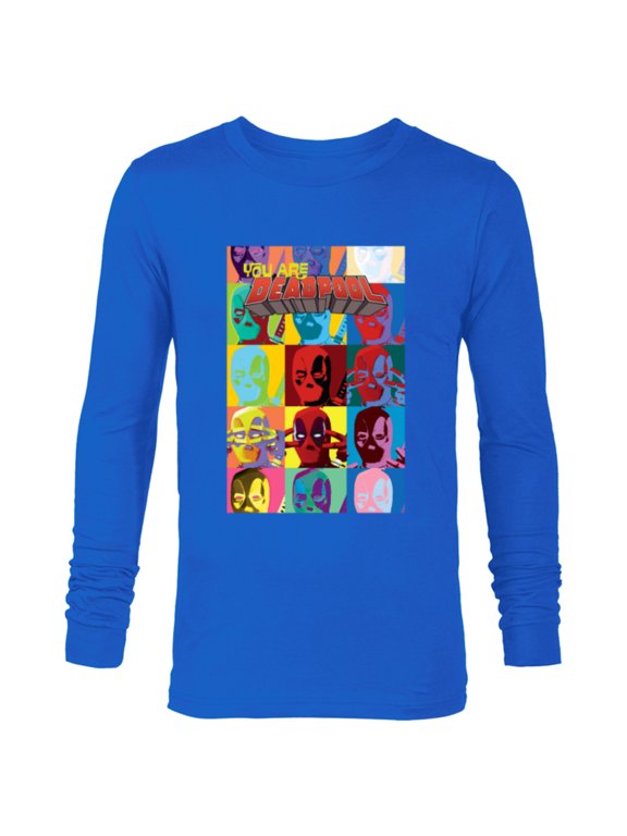 Deadpool You Are Deadpool Mask Faces Comic Cover Art - Long Sleeve T-Shirt for Men - Customized-Navy