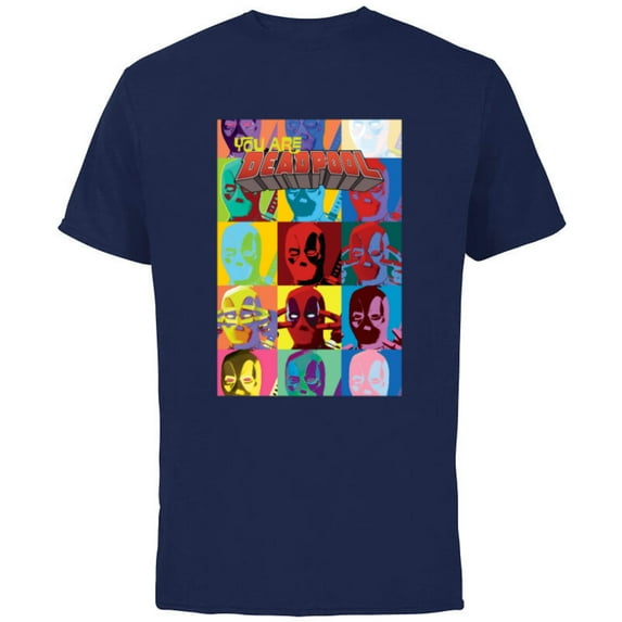 Marvel Deadpool You Are Deadpool Mask Faces Comic Cover Art - Short Sleeve Cotton T-Shirt for Adults - Customized-Navy