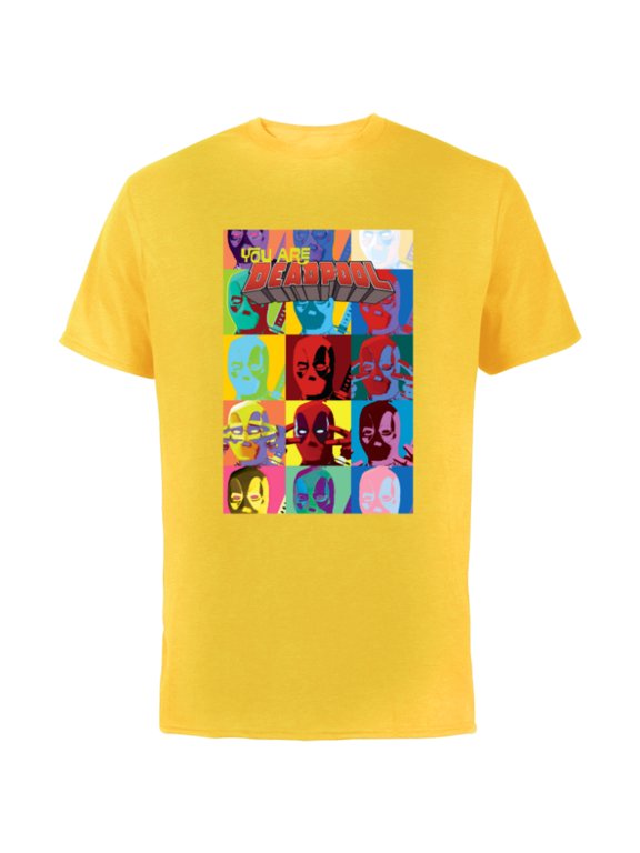 Deadpool You Are Deadpool Mask Faces Comic Cover Art - Short Sleeve Cotton T-Shirt for Adults - Customized-Yellow
