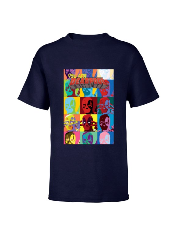 Deadpool You Are Deadpool Mask Faces Comic Cover Art - Short Sleeve T-Shirt for Kids - Customized-Navy