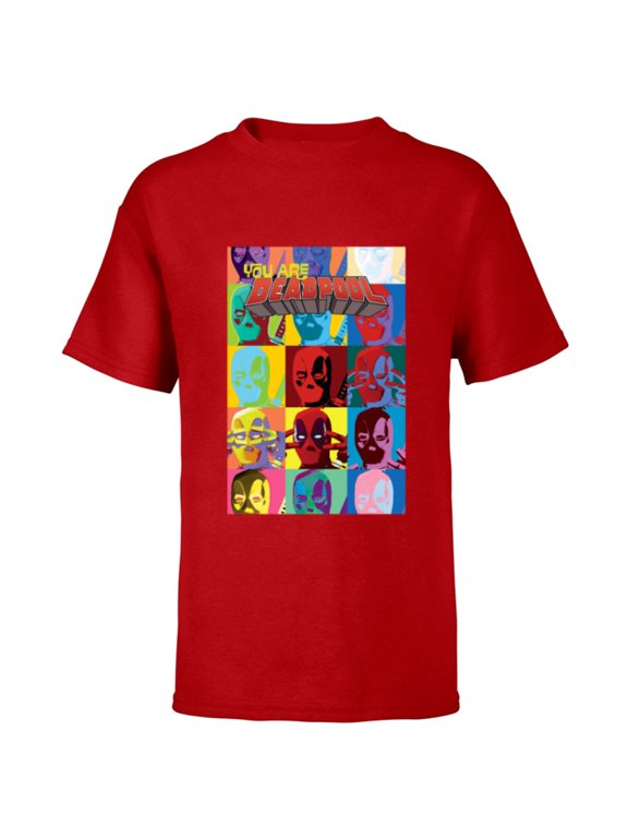 Deadpool You Are Deadpool Mask Faces Comic Cover Art - Short Sleeve T-Shirt for Kids - Customized-Red