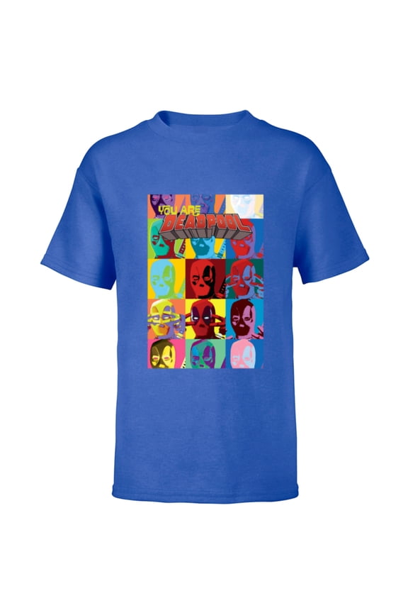 Deadpool You Are Deadpool Mask Faces Comic Cover Art - Short Sleeve T-Shirt for Kids - Customized-Royal