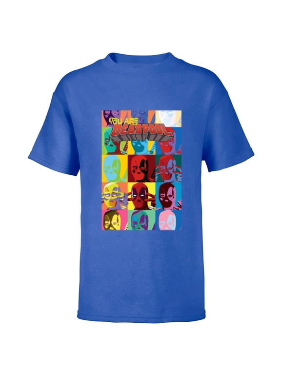 Deadpool You Are Deadpool Mask Faces Comic Cover Art - Short Sleeve T-Shirt for Kids - Customized-Royal