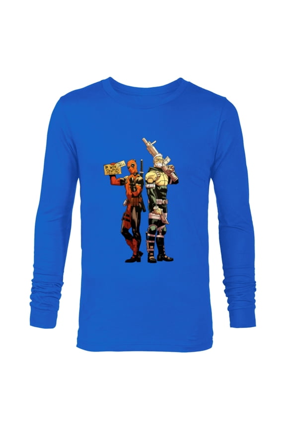 Deadpool and Cable Super Heroes X-Men I’m With Stupid - Long Sleeve T-Shirt for Men - Customized-Navy
