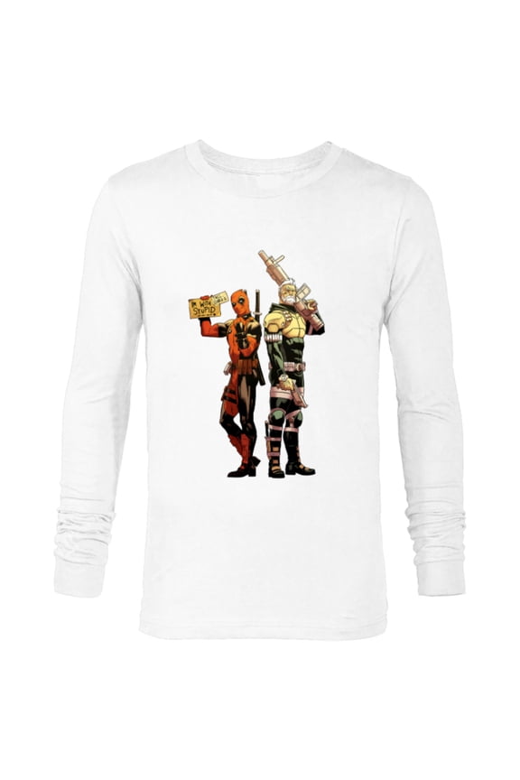 Deadpool and Cable Super Heroes X-Men I’m With Stupid - Long Sleeve T-Shirt for Men - Customized-White