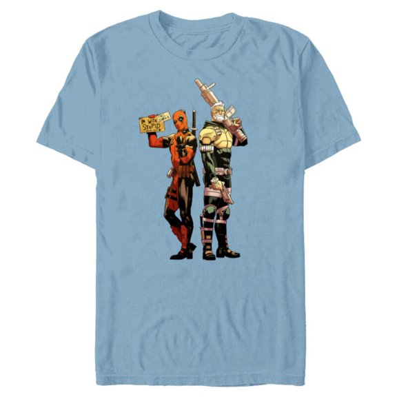 Marvel Deadpool and Cable Super Heroes X-Men I’m With Stupid - Short Sleeve Blended T-Shirt for Adults - Customized-Ocean Blue