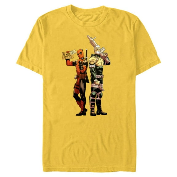 Marvel Deadpool and Cable Super Heroes X-Men I’m With Stupid - Short Sleeve Blended T-Shirt for Adults - Customized-Yellow