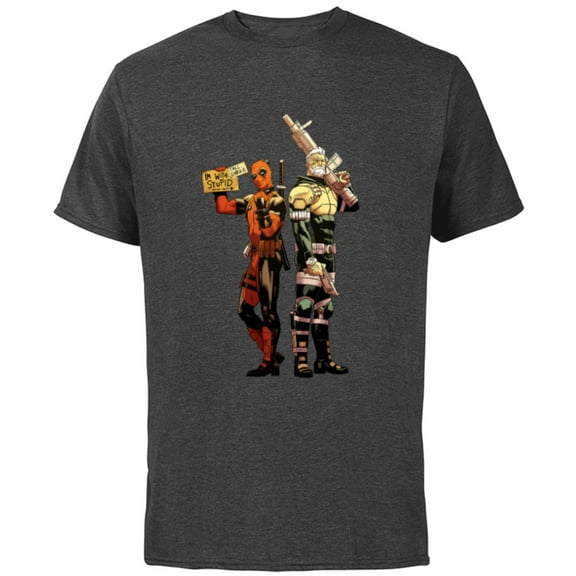 Marvel Deadpool and Cable Super Heroes X-Men I’m With Stupid - Short Sleeve Cotton T-Shirt for Adults - Customized-Charcoal
