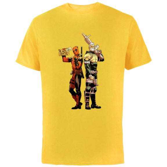 Marvel Deadpool and Cable Super Heroes X-Men I’m With Stupid - Short Sleeve Cotton T-Shirt for Adults - Customized-Yellow