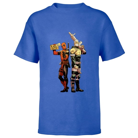 Marvel Deadpool and Cable Super Heroes X-Men I’m With Stupid - Short Sleeve T-Shirt for Kids - Customized-Royal