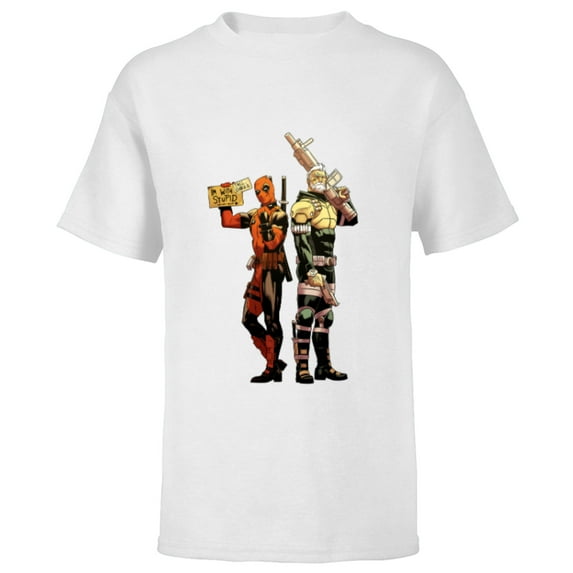 Marvel Deadpool and Cable Super Heroes X-Men I’m With Stupid - Short Sleeve T-Shirt for Kids - Customized-White