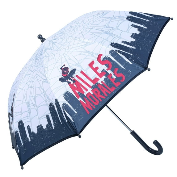 Marvel Disney Spider-Man Miles Morales Skyline Cartoon Kids Umbrella - Dark Gray