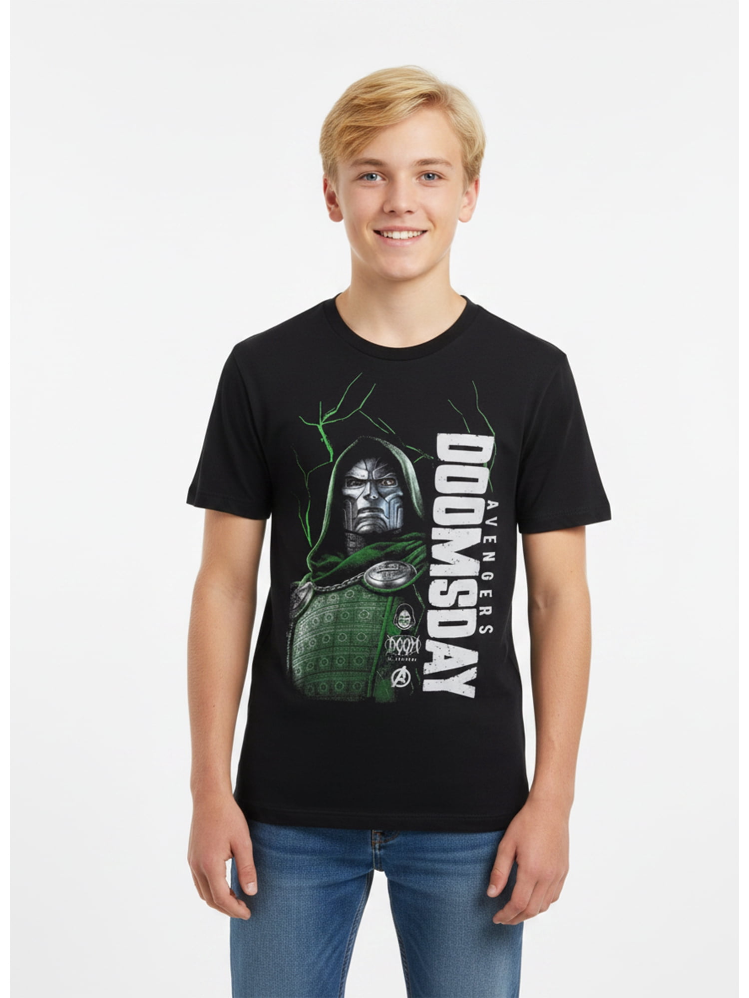 Marvel Doctor Doom, Boys' Graphic Tee with Short Sleeves, Doomsday Lightning, Sizes XS (4/5)–XXL(18)
