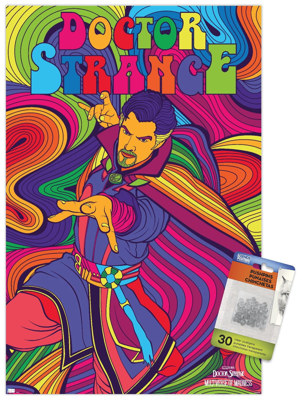 Marvel Doctor Strange in the Multiverse of Madness - Neon Wall Poster with Pushpins, 14.725" x 22.375"
