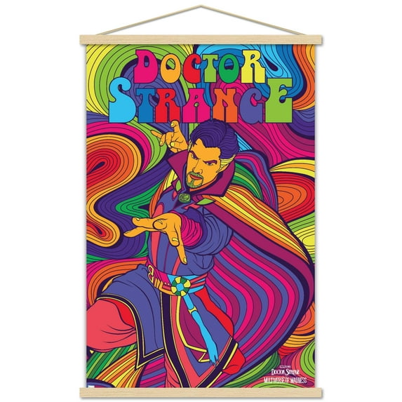 Marvel Doctor Strange in the Multiverse of Madness - Neon Wall Poster with Wooden Magnetic Frame, 22.375" x 34"