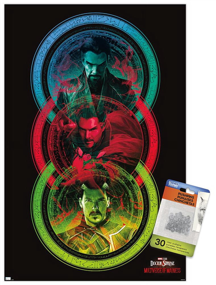 Marvel Doctor Strange in the Multiverse of Madness - Tricolor Wall Poster with Push Pins, 14.725" x 22.375"