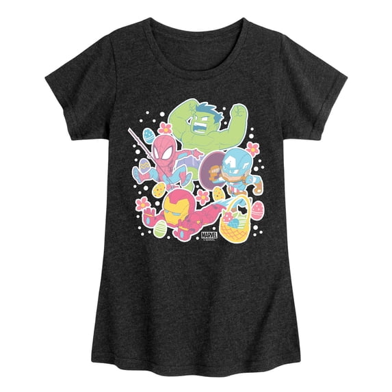 Marvel - Easter Stickers - Girls Fitted Short Sleeve Graphic T-Shirt
