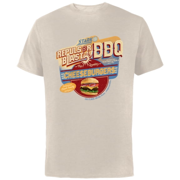 Marvel Eat The Universe Repulsor Blast BBQ Cheeseburger - Short Sleeve Cotton T-Shirt for Adults - Customized-Natural