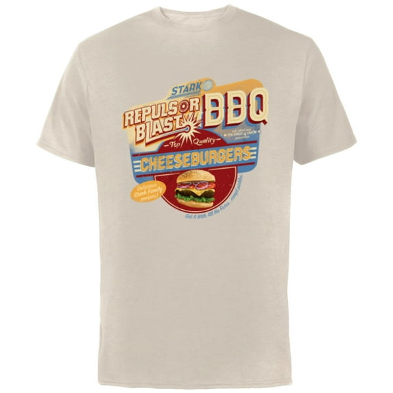 Marvel Eat The Universe Repulsor Blast BBQ Cheeseburger - Short Sleeve Cotton T-Shirt for Adults - Customized-Natural