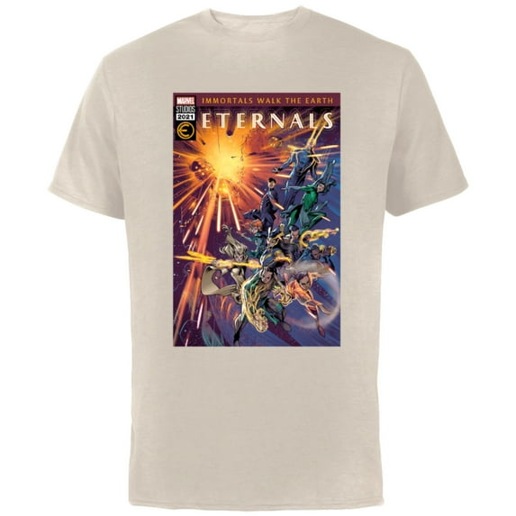 Marvel Eternals Comic Book Cover Immortals Walk the Earth - Short Sleeve Cotton T-Shirt for Adults - Customized-Natural