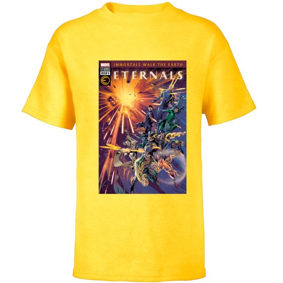 Marvel Eternals Comic Book Cover Immortals Walk the Earth - Short Sleeve T-Shirt for Kids – Customized-Yellow