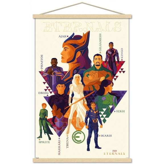 Marvel Eternals - Minimalist Wall Poster with Wooden Magnetic Frame, 22.375" x 34"