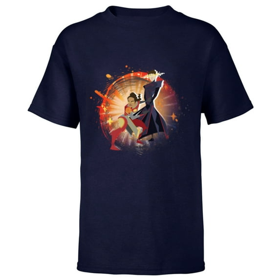 Marvel Eternals Stylized Cartoon Makkari and Druig - Short Sleeve T-Shirt for Kids - Customized-Navy