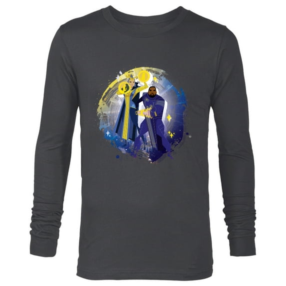 Marvel Eternals Stylized Cartoon Phastos and Ajak - Long Sleeve T-Shirt for Men - Customized-Charcoal Heather