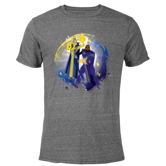 Marvel Eternals Stylized Cartoon Phastos and Ajak - Short Sleeve Blended T-Shirt for Adults - Customized-Dark Heather