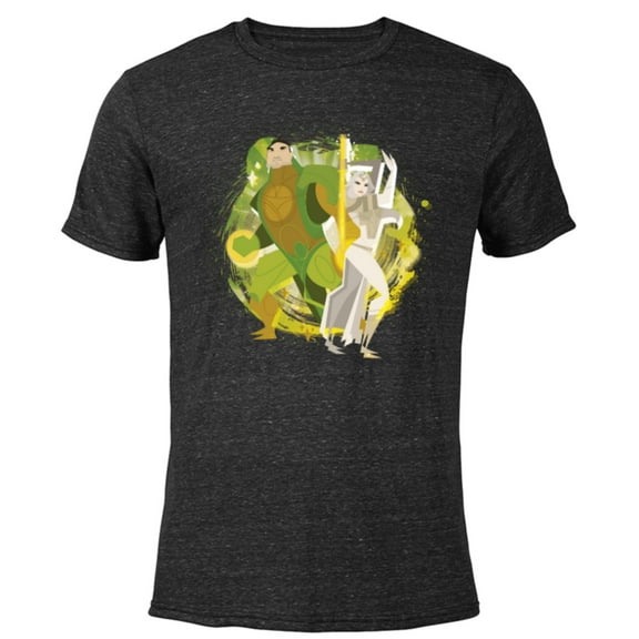 Marvel Eternals Stylized Cartoon Thena and Gilgamesh - Short Sleeve Blended T-Shirt for Adults - Customized-Black