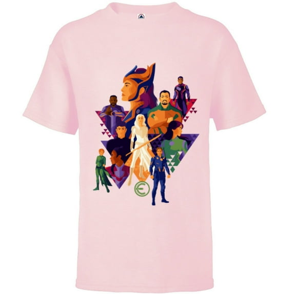 Marvel Eternals Team of Immortal Beings Bold Color - Short Sleeve T-Shirt for Kids – Customized-Soft Pink