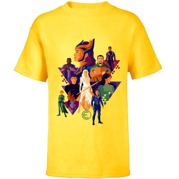 Marvel Eternals Team of Immortal Beings Bold Color - Short Sleeve T-Shirt for Kids – Customized-Yellow