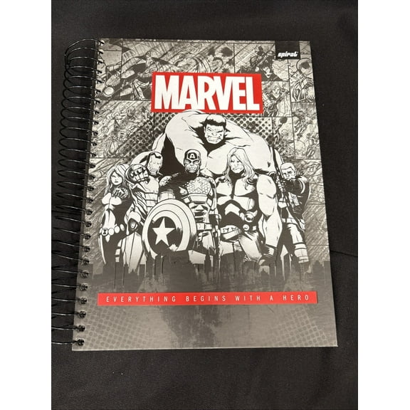 Marvel Everything Begins With A Hero 320 Sheet Notebook W/Stickers