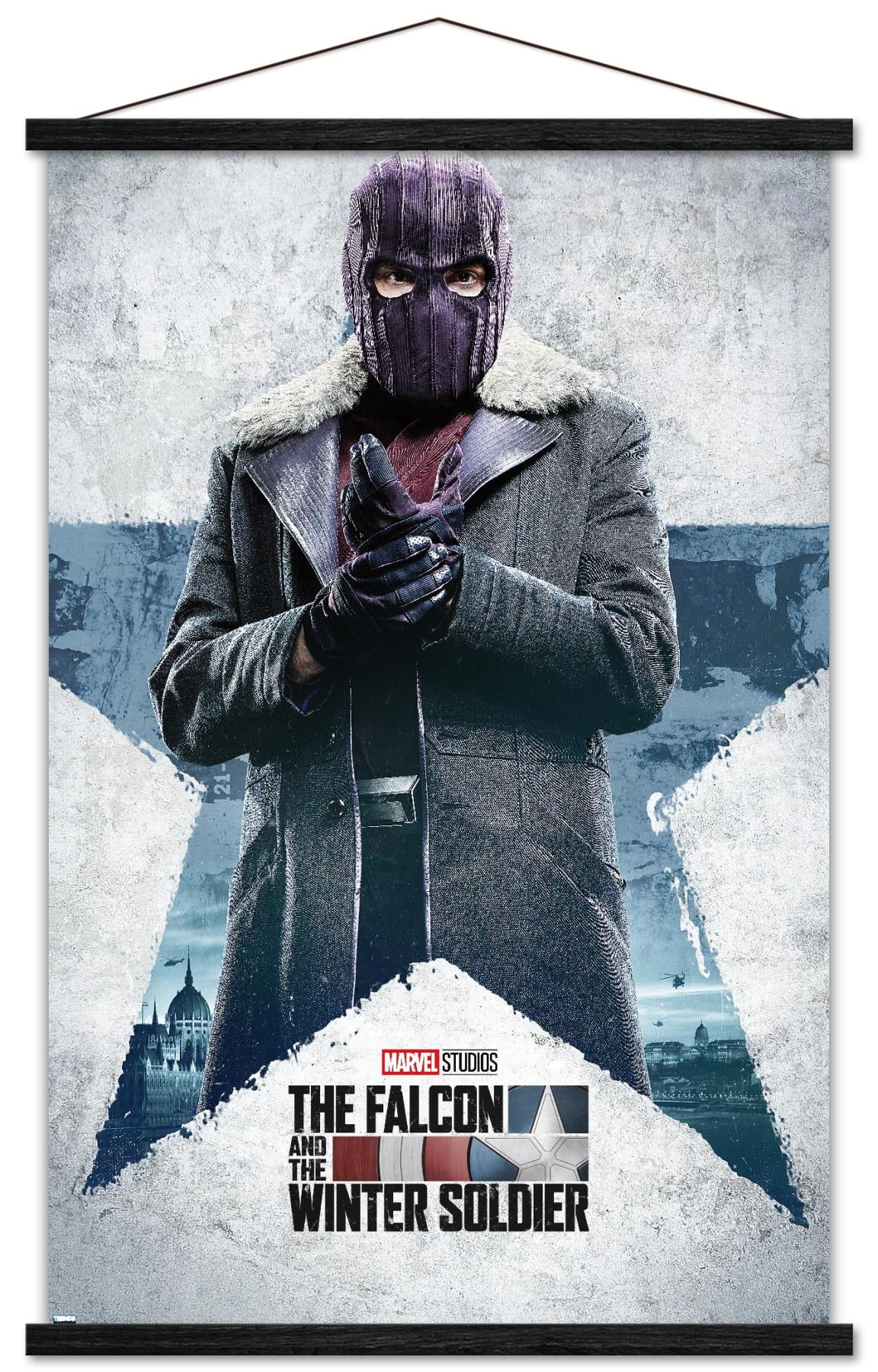 Marvel Falcon and Winter Soldier - Baron Zemo One Sheet Wall Poster with Wooden Magnetic Frame, 22.375" x 34"