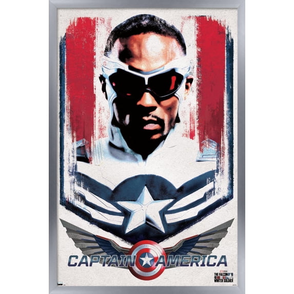 Marvel Falcon and Winter Soldier - Falcon Illustration Wall Poster, 14.725" x 22.375", Framed