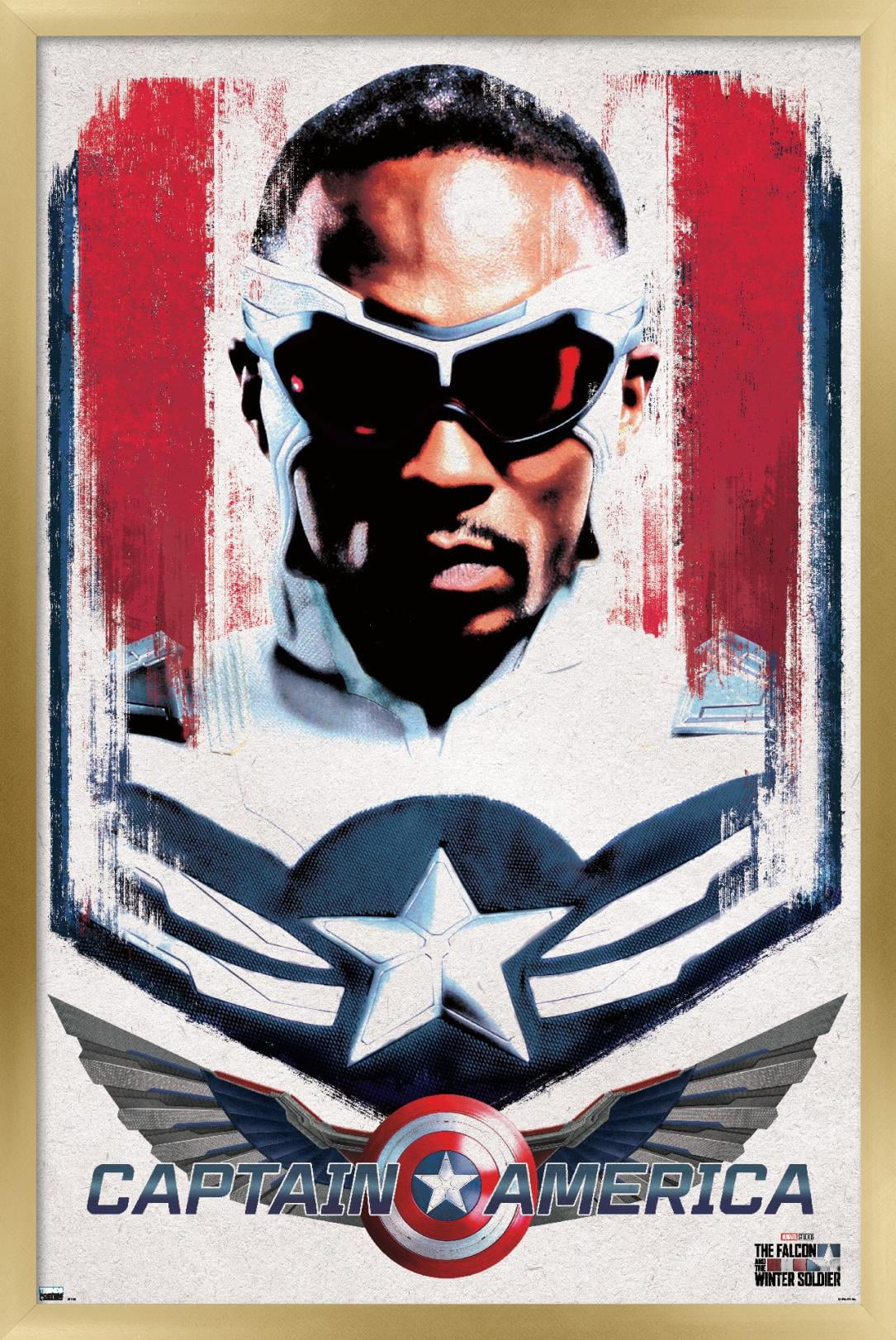 Marvel Falcon and Winter Soldier - Falcon Illustration Wall Poster, 14.725" x 22.375", Framed