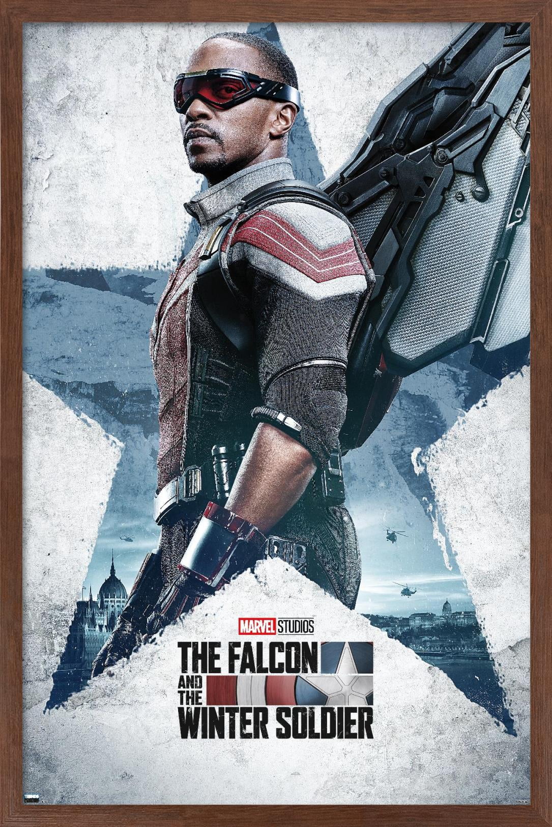 Marvel Falcon and Winter Soldier - Falcon One Sheet Wall Poster, 14.725" x 22.375", Framed