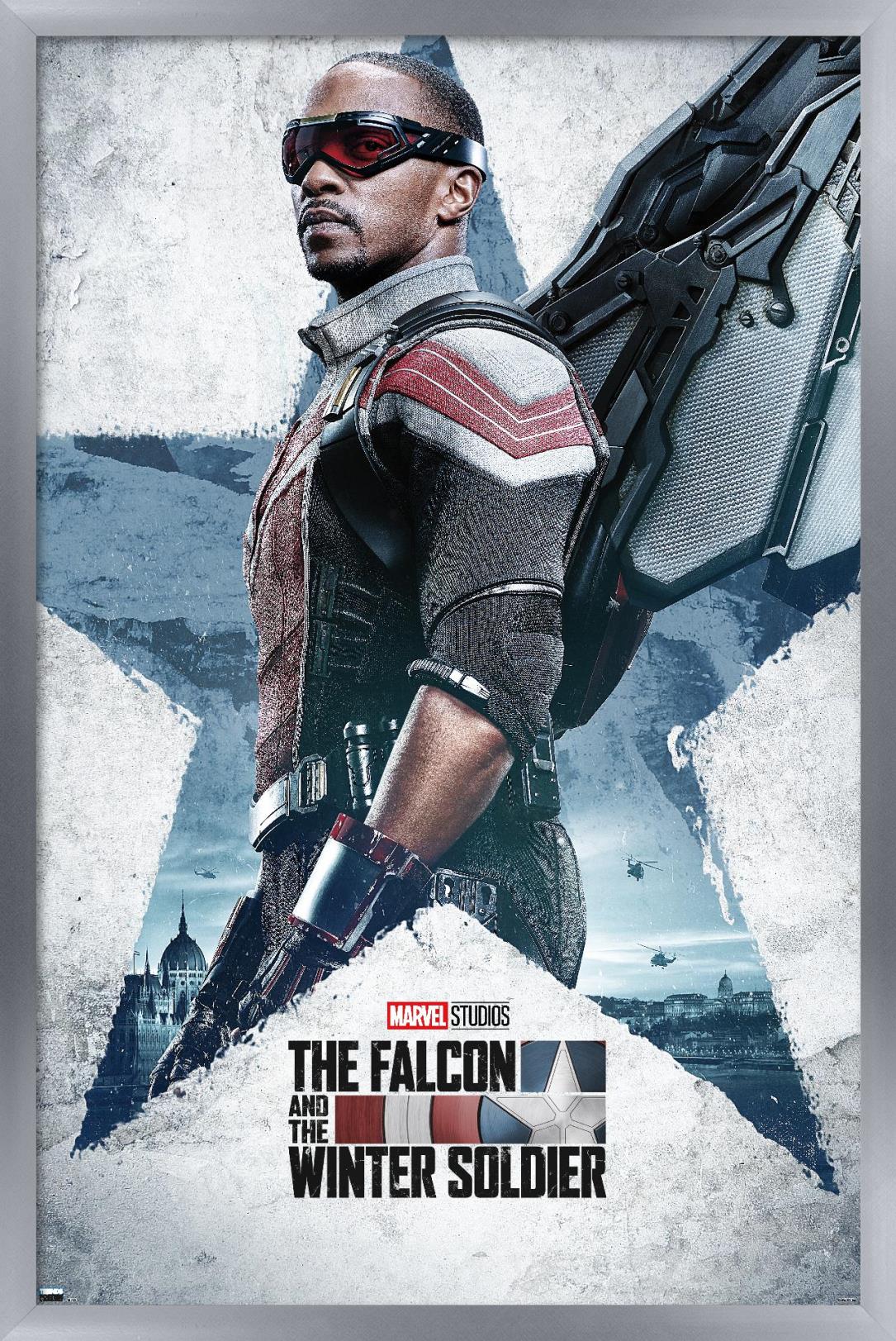 Marvel Falcon and Winter Soldier - Falcon One Sheet Wall Poster, 22.375" x 34", Framed