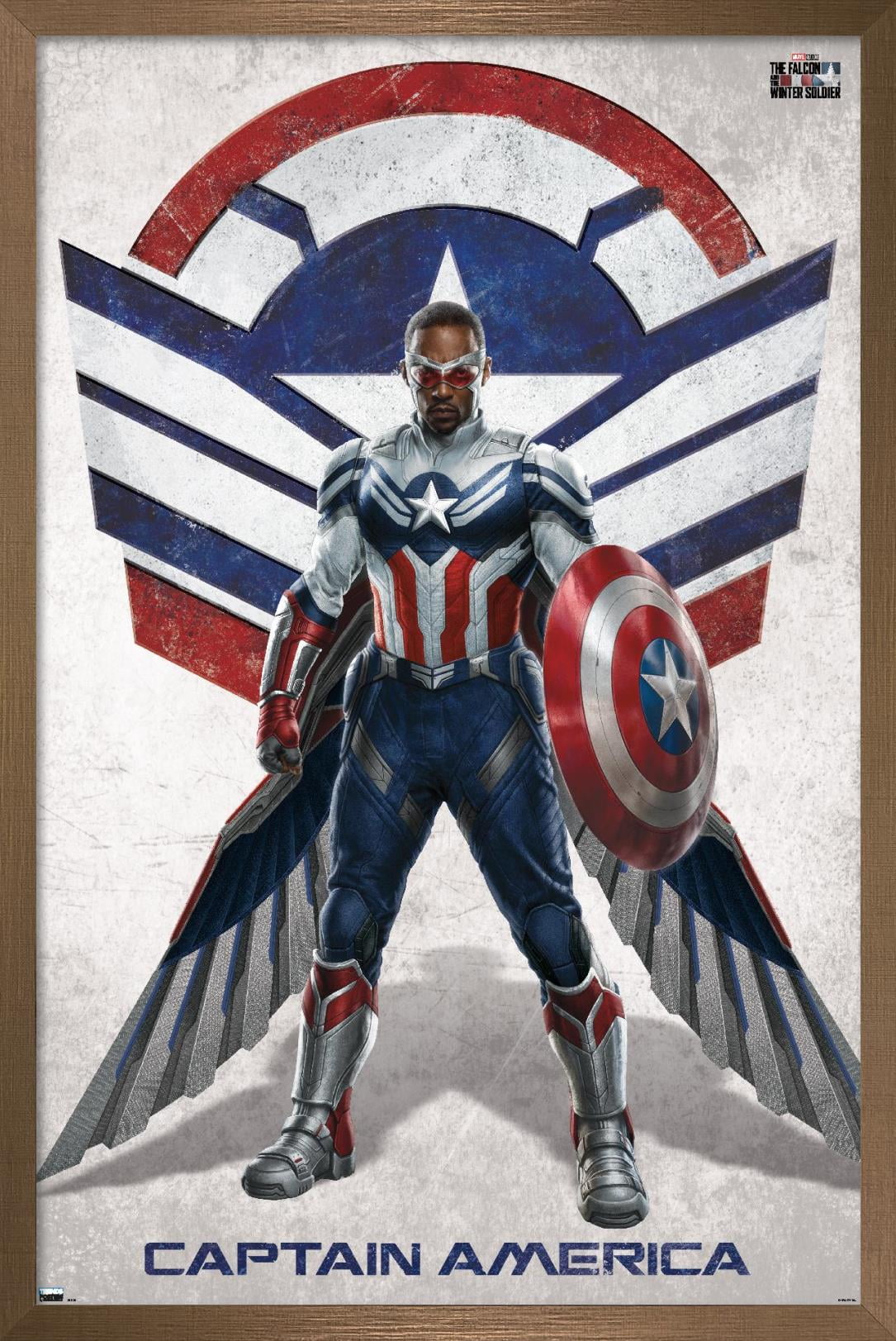 Marvel Falcon and Winter Soldier - Falcon Portrait Wall Poster, 14.725" x 22.375", Framed