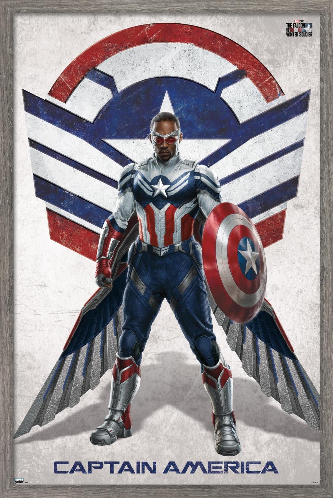 Marvel Falcon and Winter Soldier - Falcon Portrait Wall Poster, 14.725" x 22.375", Framed