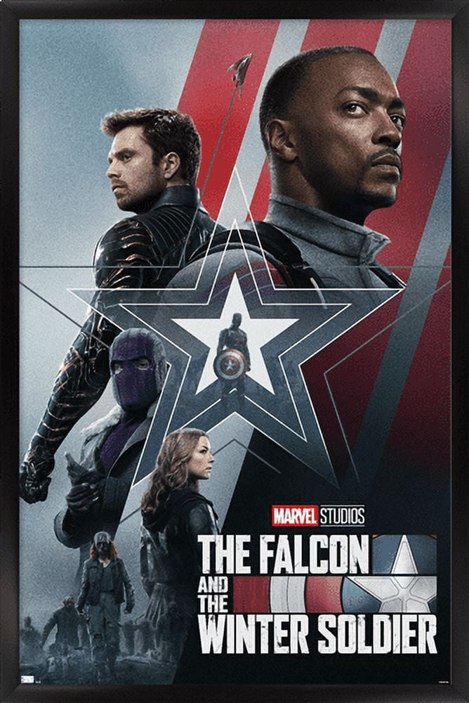 Marvel Falcon and Winter Soldier - Group One Sheet Wall Poster, 14.725" x 22.375", Framed