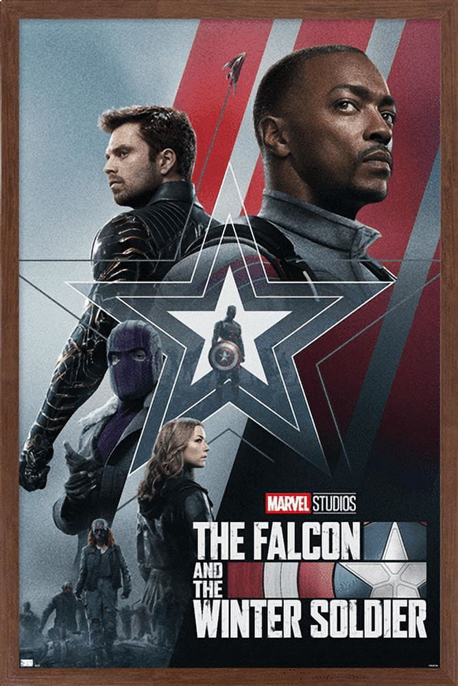 Marvel Falcon and Winter Soldier - Group One Sheet Wall Poster, 22.375" x 34", Framed