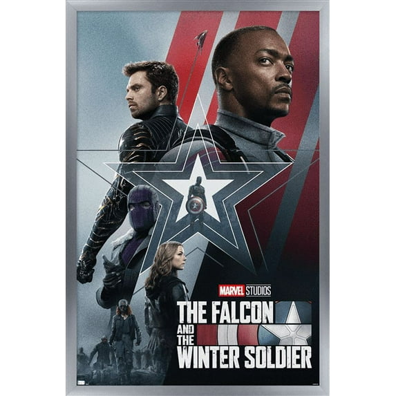 Marvel Falcon and Winter Soldier - Group One Sheet Wall Poster, 22.375" x 34", Framed