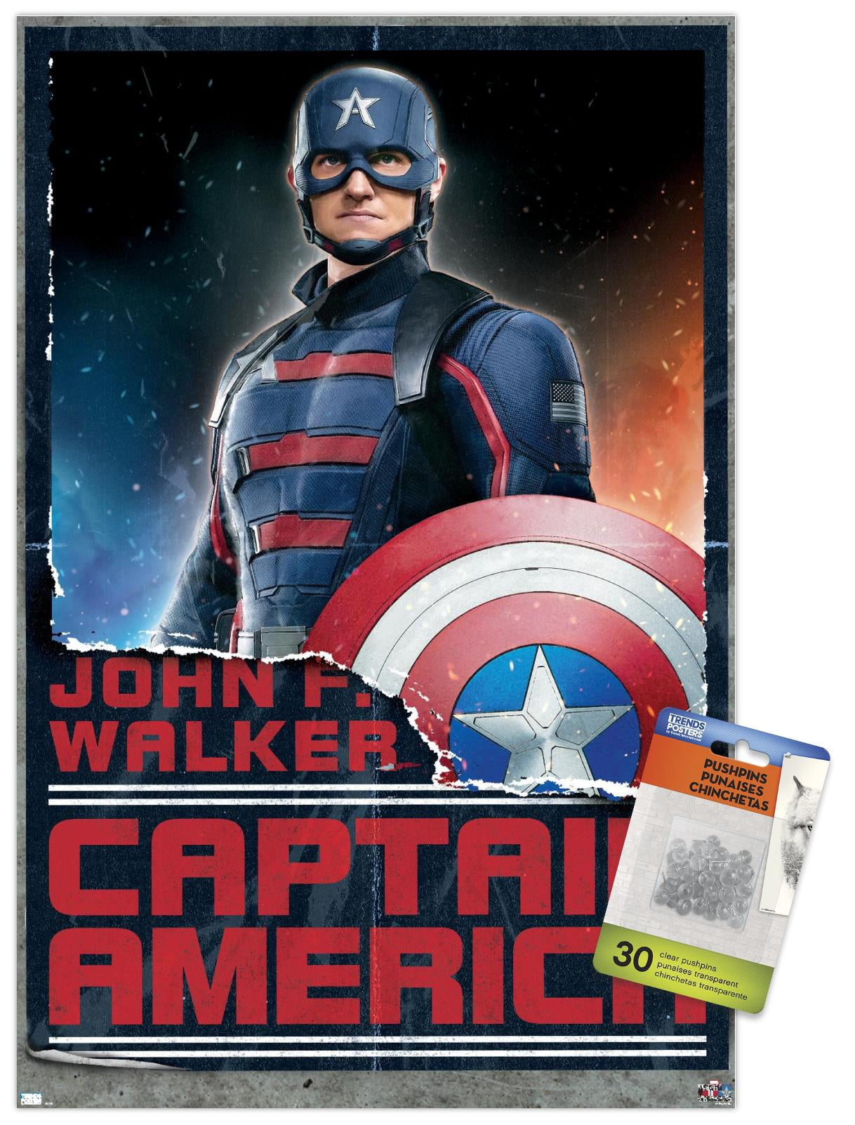 Marvel Falcon and Winter Soldier - John F. Walker Wall Poster with Pushpins, 14.725" x 22.375"