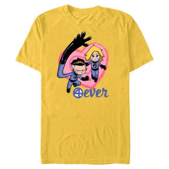 Marvel Fantastic 4Ever Heart Valentine's Day - Short Sleeve Blended T-Shirt for Adults - Customized-Yellow