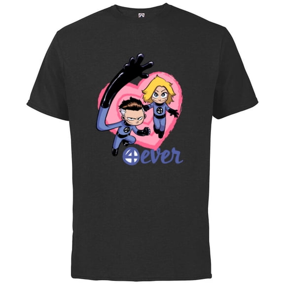 Marvel Fantastic 4Ever Heart Valentine's Day - Short Sleeve Cotton T-Shirt for Adults - Customized-Black