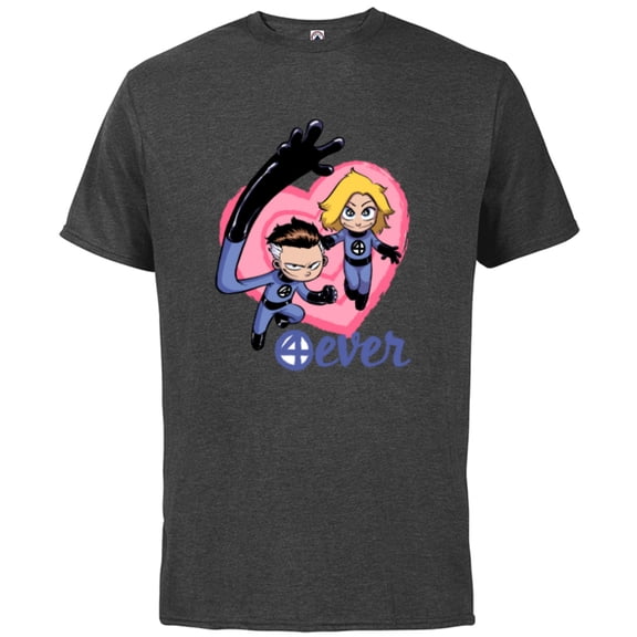 Marvel Fantastic 4Ever Heart Valentine's Day - Short Sleeve Cotton T-Shirt for Adults - Customized-Charcoal