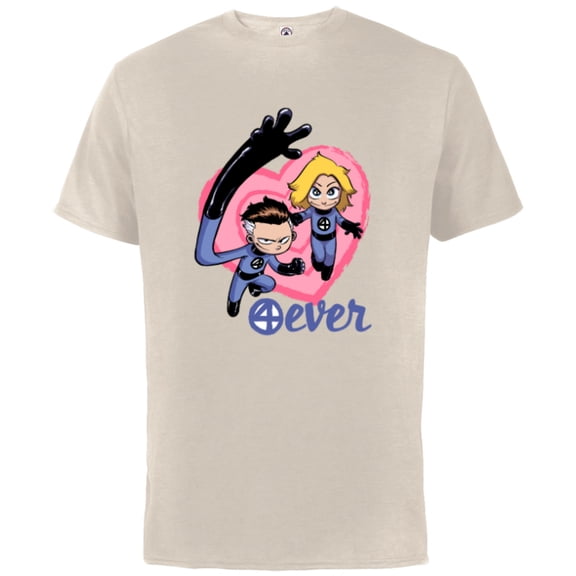 Marvel Fantastic 4Ever Heart Valentine's Day - Short Sleeve Cotton T-Shirt for Adults - Customized-Natural